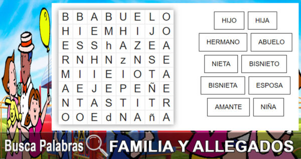 Juegos Busca Palabras - Sopa de Letras - Familia y allegados