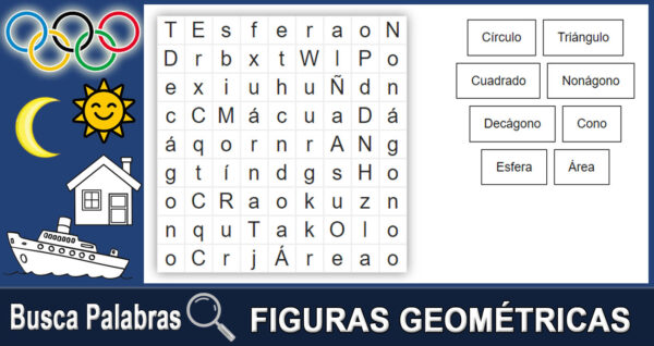 Juegos Busca Palabras - Sopa de Letras - Figuras geométricas