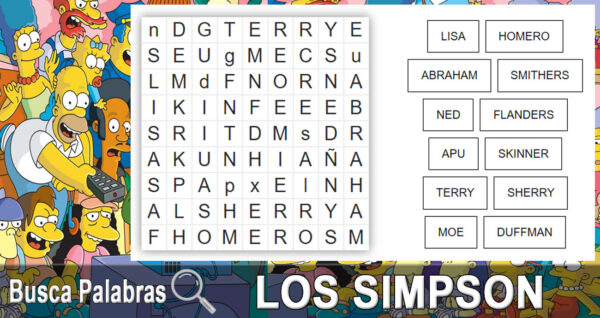 Juegos Busca Palabras - Sopa de Letras - Los Simpson
