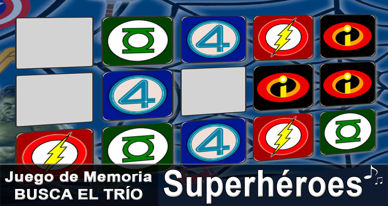Juego Busca el trío de Superhéroes