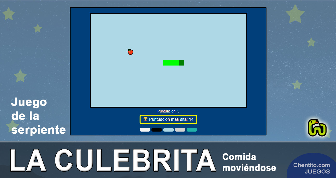 Culebrita con comida moviéndose. Juego de la serpiente con comida moviéndose.