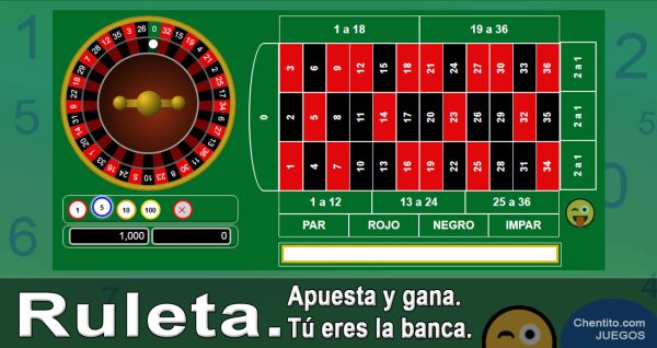 Ruleta. Apuesta y gana. Ruleta de casino. Juega a tú eres la banca.