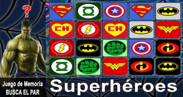 Busca el par de superhéroes. Encuentra el par de superhéroes.