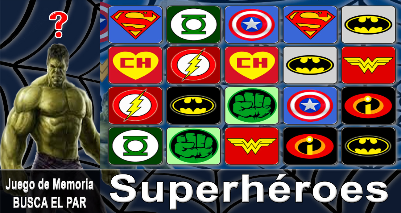 Busca el par de superhéroes. Encuentra el par de superhéroes.