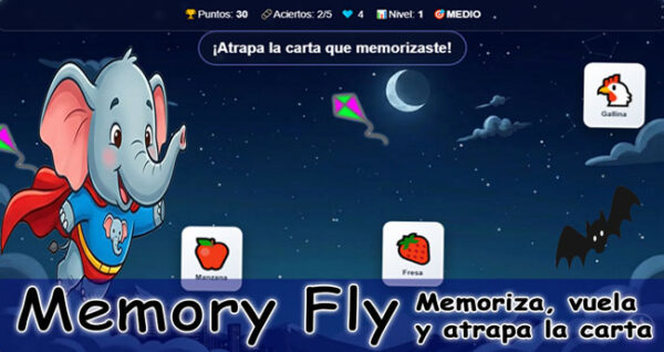 Memory Fly. MemoryFly. Memoriza, vuela y atrapa la carta.