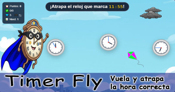 Timer Fly. TimerFly. Vuela y atrapa la hora correcta.