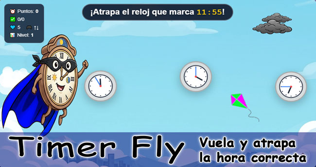 Timer Fly. TimerFly. Vuela y atrapa la hora correcta.