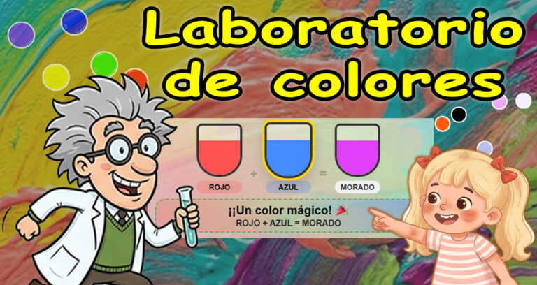 Laboratorio de colores. Juego con mezcla de colores.