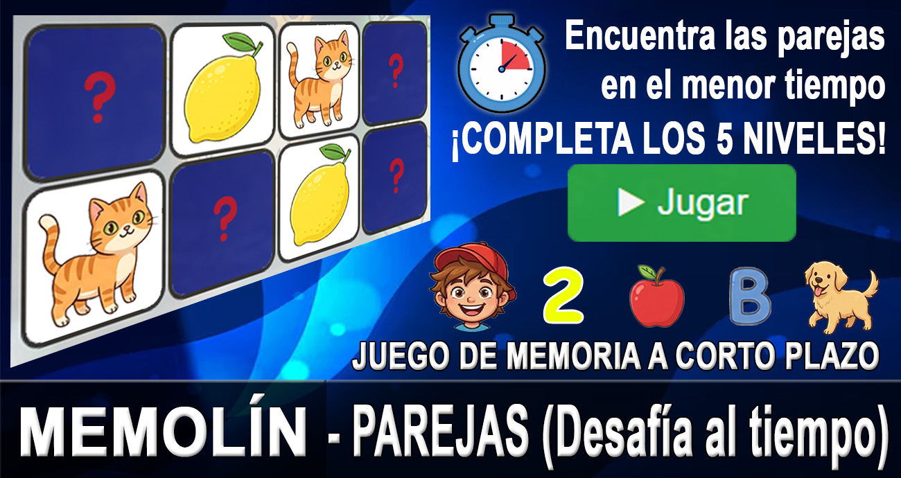 Entrena tu Mente: MEMOLÍN – Parejas | Juego de Memoria a Corto Plazo