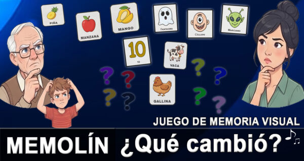 Memolín ¿Qué cambió?. Juego de memoria visual.