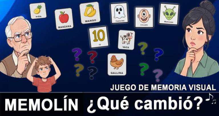 Memolín ¿Qué cambió?. Juego de memoria visual.